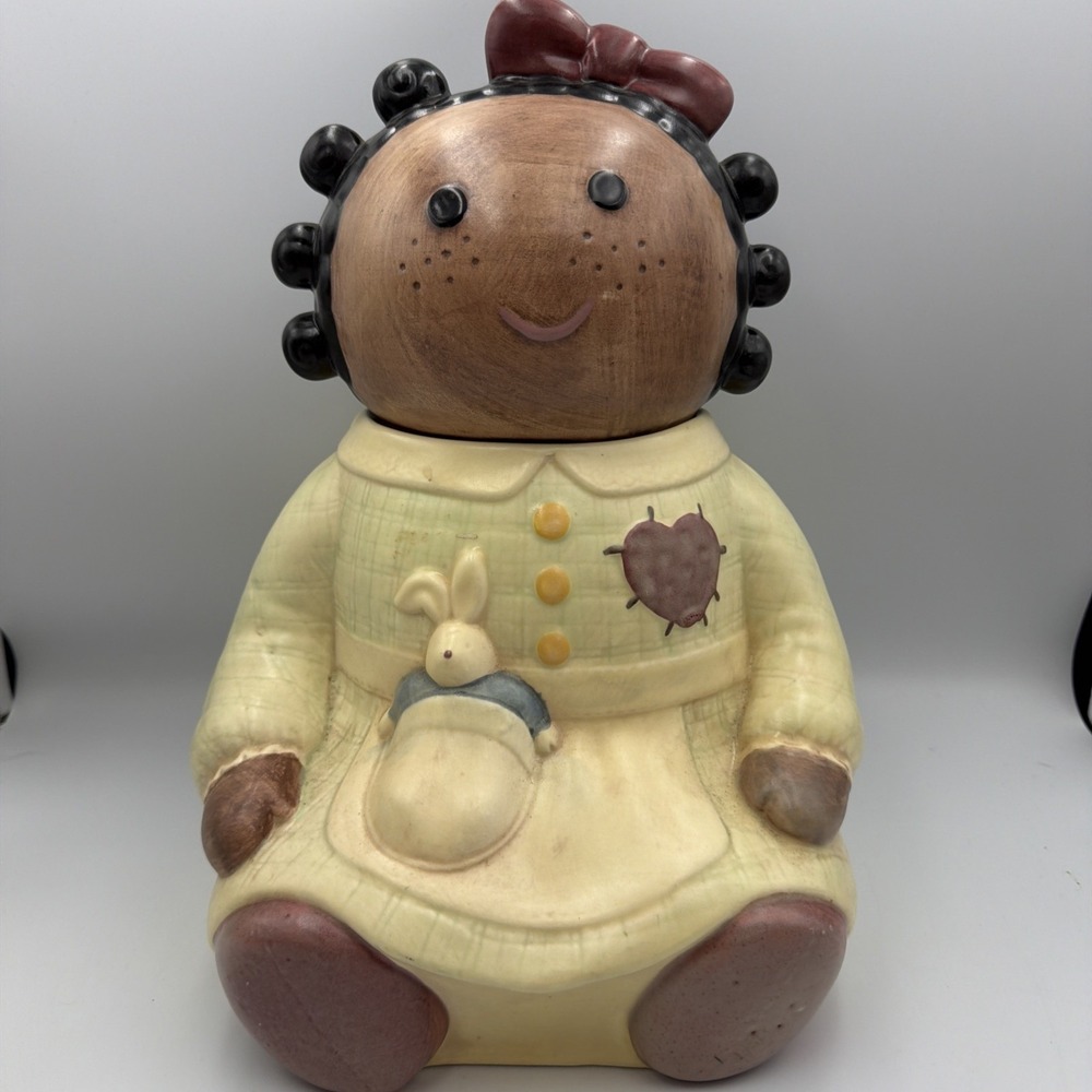 Treasure Craft Cookie Jar Black Rag Doll "Spice" 14" H x 10" L Vintage USA - Picture 1 of 10